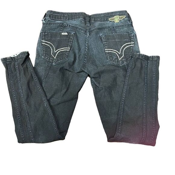 VON DUTCH Vintage SUPER RARE Reversible Denim Patchwork Skinny Jeans Size 27 (US - Picture 3 of 14